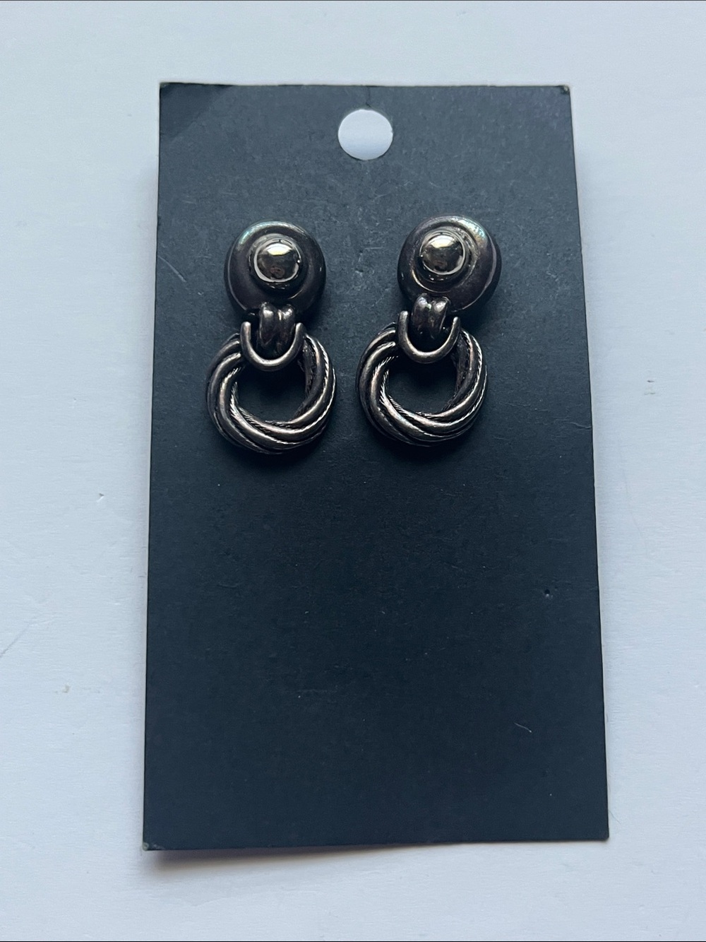 Classic Interlinked Hoop Drop Earrings - Silver